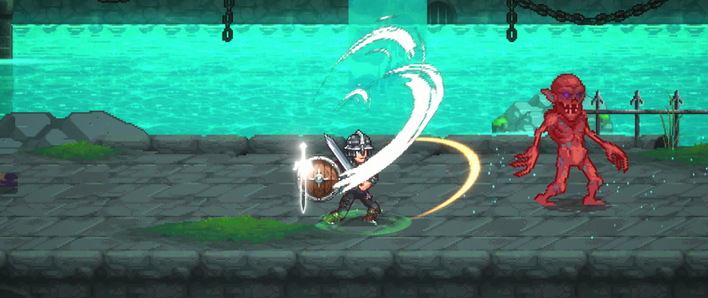 Screenshot from game showing new weapon distance attack