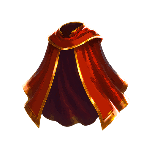 Icon from Arcanterra showing the Red Cape artifact: a richly shaded crimson cloak with gold edging, used to represent an equipable artifact in the game.